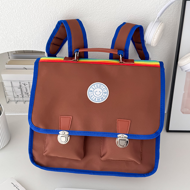 Mochila de estudiante de estilo universitario británico retro Mochila de gran capacidad para niños y niñas Mochila de viaje ligera nueva