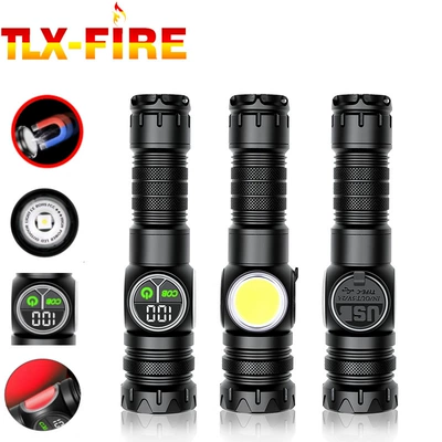 Digital White Laser Flashlight Multifunctional Strong Light Flashlight Screen Magnet Tail Magnet COB Side Red White Light