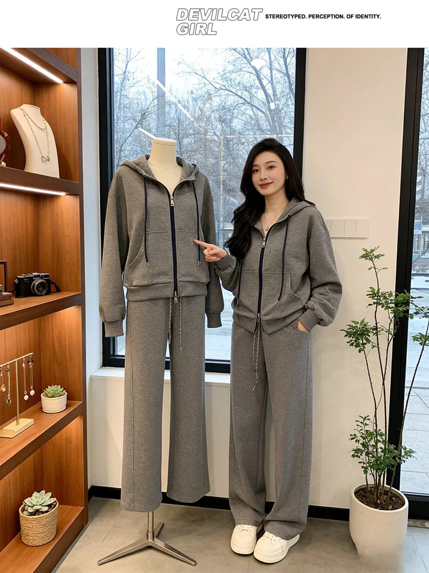 Women's Early Spring Super Stylish Casual Sporty Hooded Sweatshirt Set Fashionable Youthful_ecoleips.com