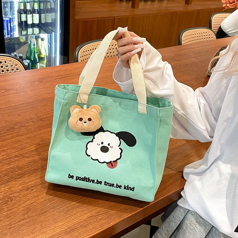 新しい犬キャンバスバッグ、通勤ハンドバッグ、お出かけハンドバッグ、学生ランチバッグ、大容量サラリーマンランチバッグ|undefined