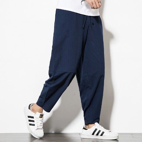 Pantalones de zanahoria, pantalones harem sueltos para hombre, pantalones finos de verano de nueve puntos, pantalones casuales de todo fósforo de tendencia, pantalones de hombre