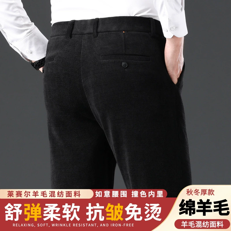 Толстая Шерсть Лиоцелл 2023 Осень-Зима Новые Деловые Повседневные Прямые Брюки Повседневные Брюки