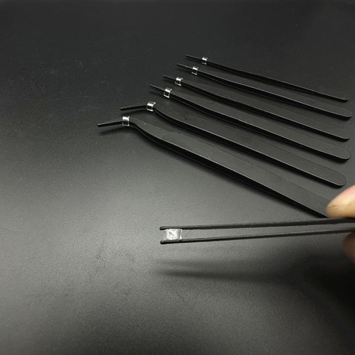 Anti-static tweezers 0.8MM thickness elbow straight head clamping tool stainless steel clip industrial distribution black tweezers