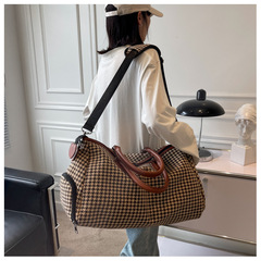 Foreign trade trend large capacity portable luggage bag lightweight storage bag fashionable women's bag plaid color matching sports travel bag
