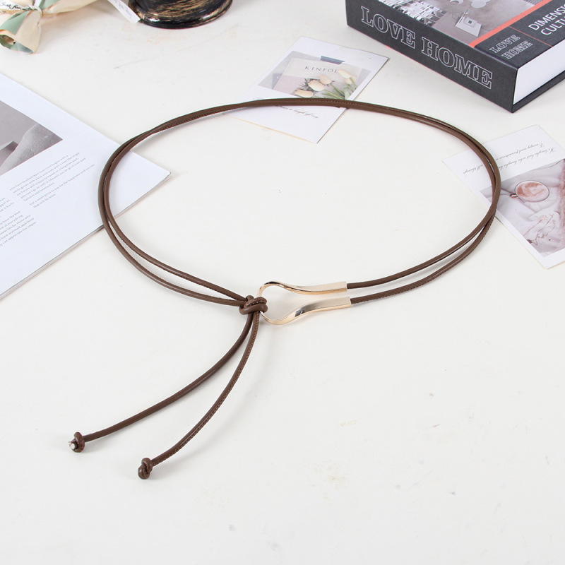 Women's Thin Decorative Belt for Skirts, Coats, Sweaters, down Jackets, Black 2025 New Autumn and Winter Leather Rope Waist Rope Versatile