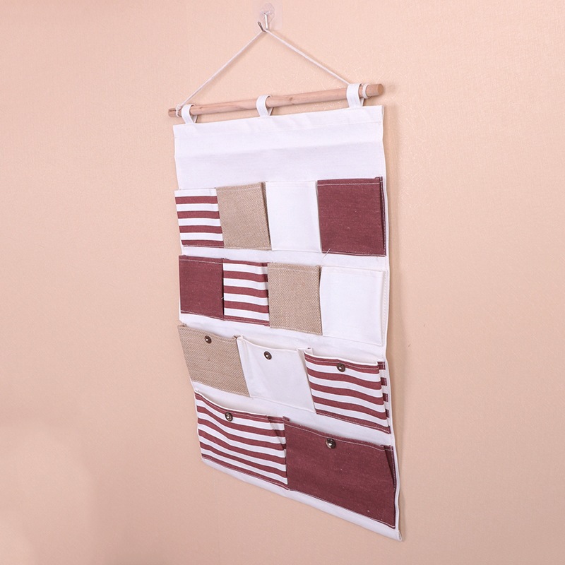 Venta al por mayor zakka bolsa colgante de almacenamiento de artículos diversos del hogar dormitorio bolsa de almacenamiento de artículos diversos multi-Bolsillo colgando bolsa de almacenamiento de la puerta