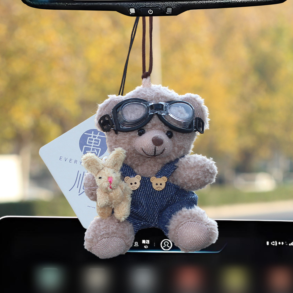 Pequeño oso de peluche colgante de automóviles colgante de automóviles colgante de automóviles espejo retrovisor colgante de automóviles adornos perfumados joyas mujeres