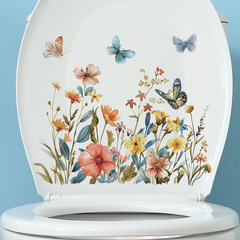 外貿浪漫花朵蝴蝶兒童臥室馬桶貼家居裝飾牆貼貼紙自粘批發跨境