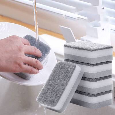 Triple Diwaing Sponge Dicloth Dicloth Kchen Cleaning Bru Pot