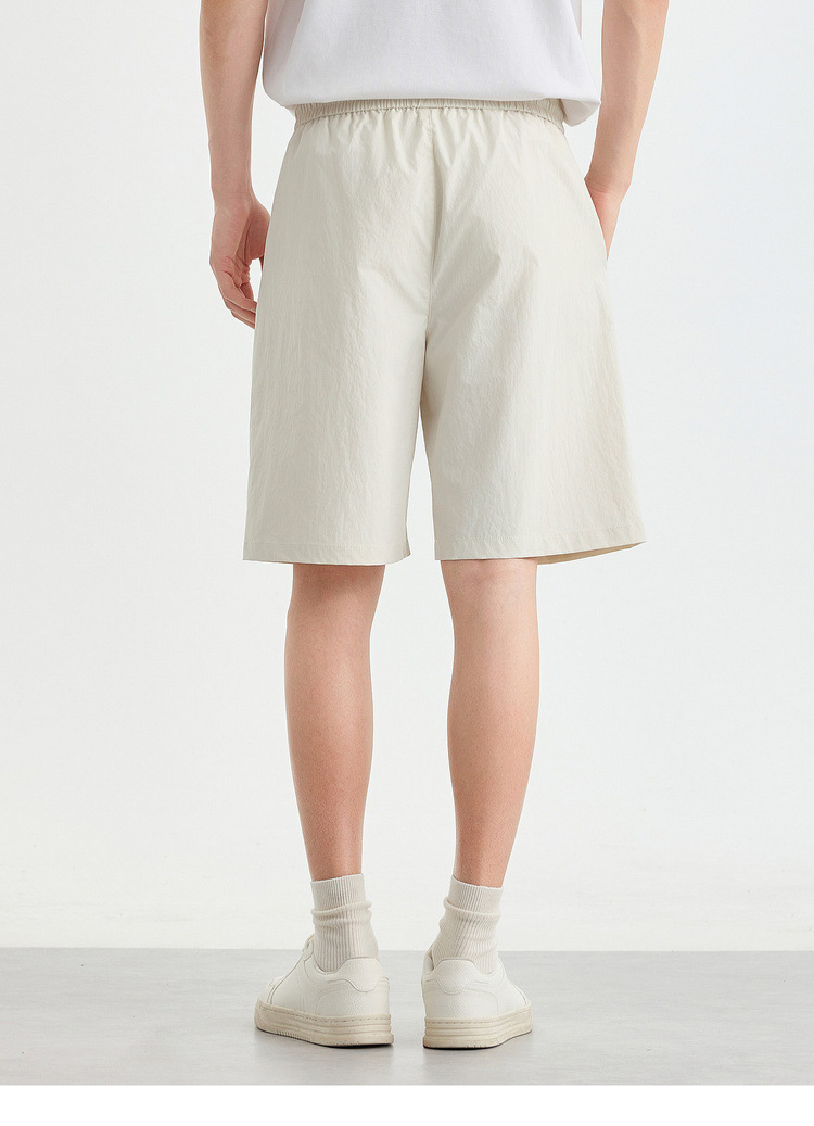 Quần short nam kaki dáng suông cạp chun thoáng khí — đen chi tiết 16