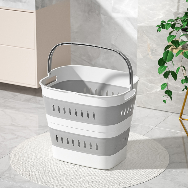 Large-Capacity Foldable Dirty Clothes Blue Household Clothes Foldable Storage Multi-Functional Storage Basket Thickened Hollow Dirty Clothes Basket