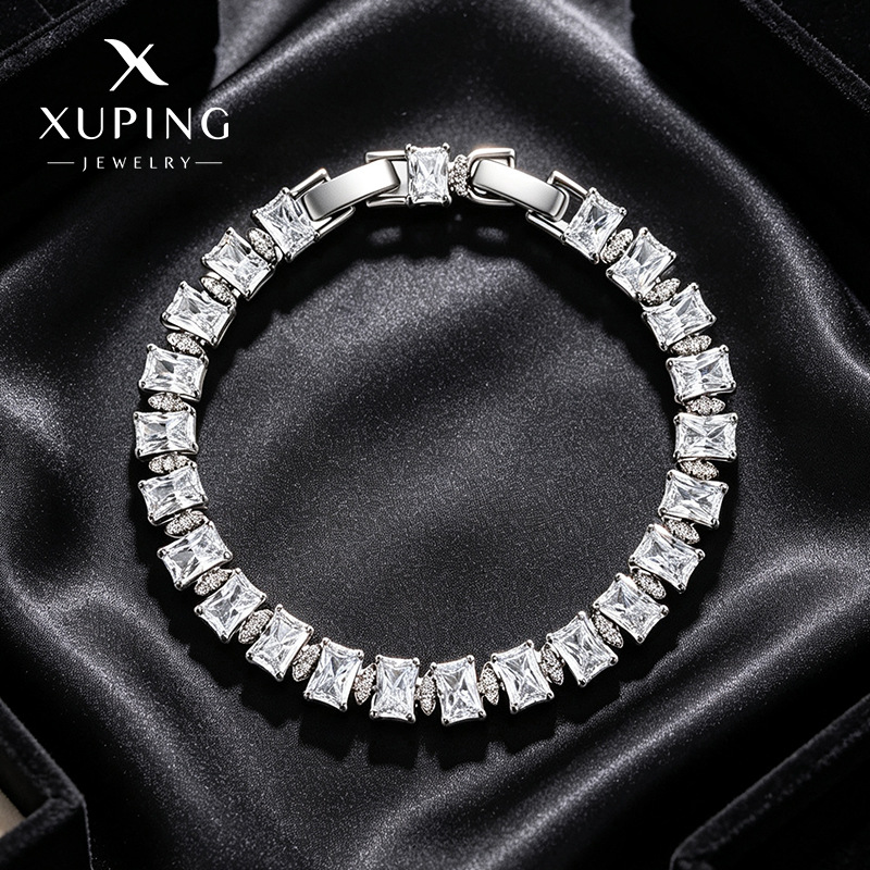Pulsera de Diamantes para Mujer de Aleación de Cobre, Galvanizada, Diseño Geométrico, para Regalo