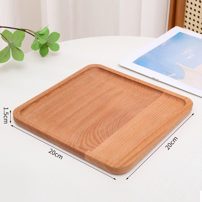 Bandeja de madera maciza estilo japonés, plato rectangular de almacenamiento, plato creativo para frutas, plato de madera de haya para desayuno, bandeja de madera para aperitivos.