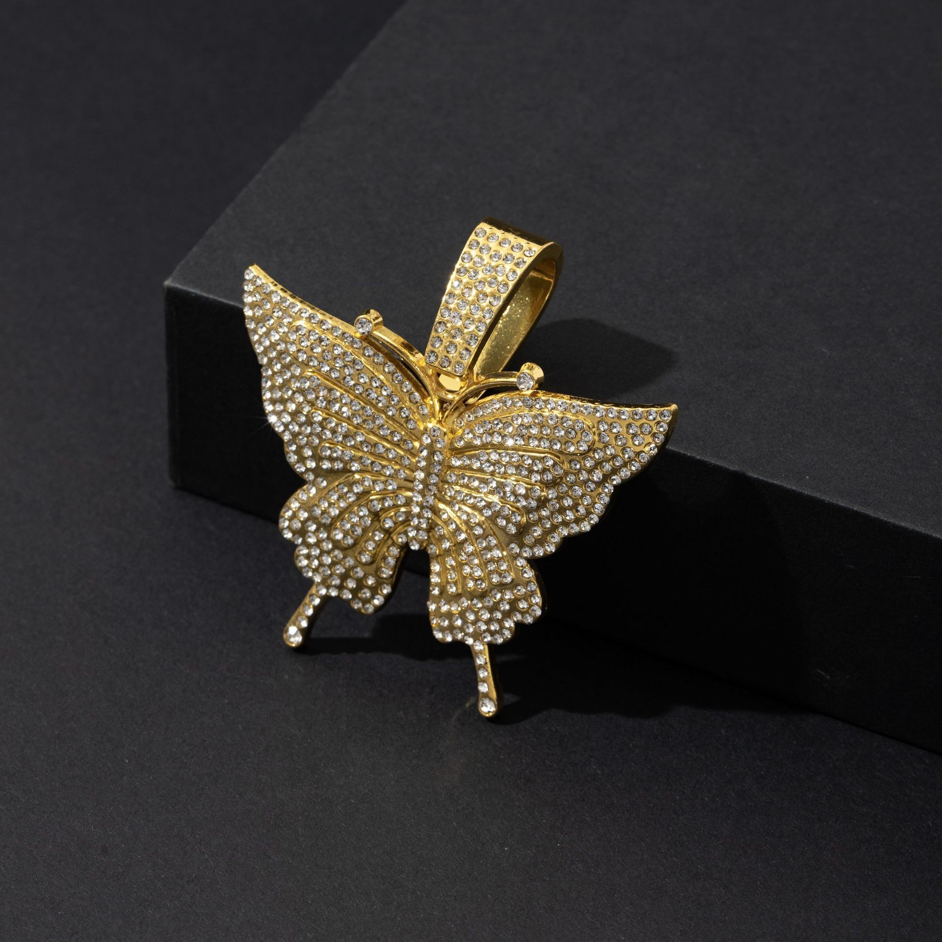 Collana con ciondolo farfalla strass lega di zinco catena cubana_voghion.com