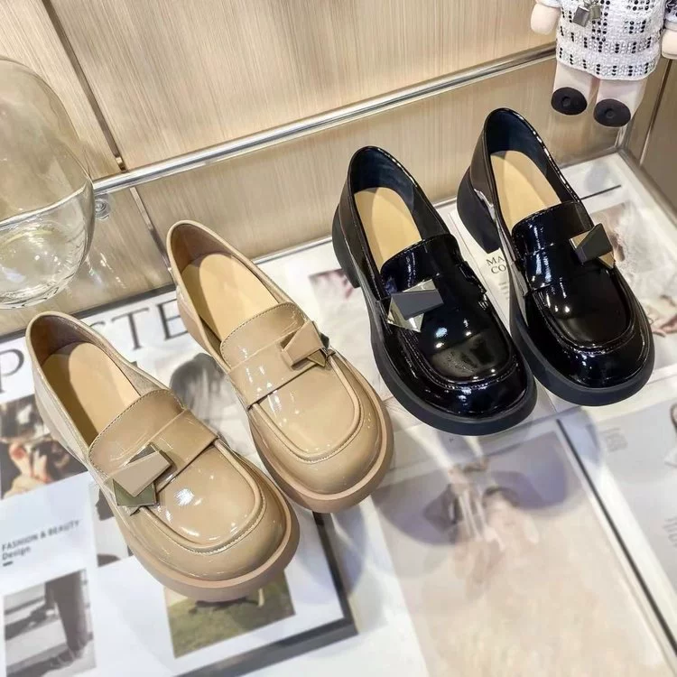 Мокасины женские 2024 весна-лето, новые слипоны на платформе, высоком каблуке, женская обувь, Униформа, Универсальная кожаная обувь в британском стиле