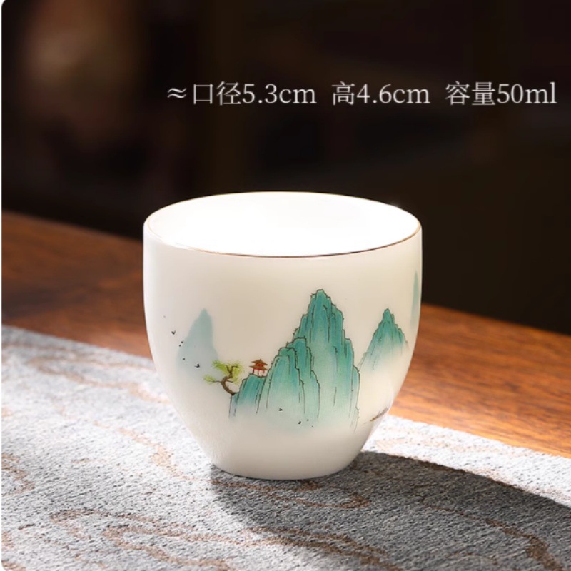De Hua porcelana blanca taza de té de cerámica 6 conjuntos de taza de té de jade de lana taza de té de taza de té de kung fu image 10