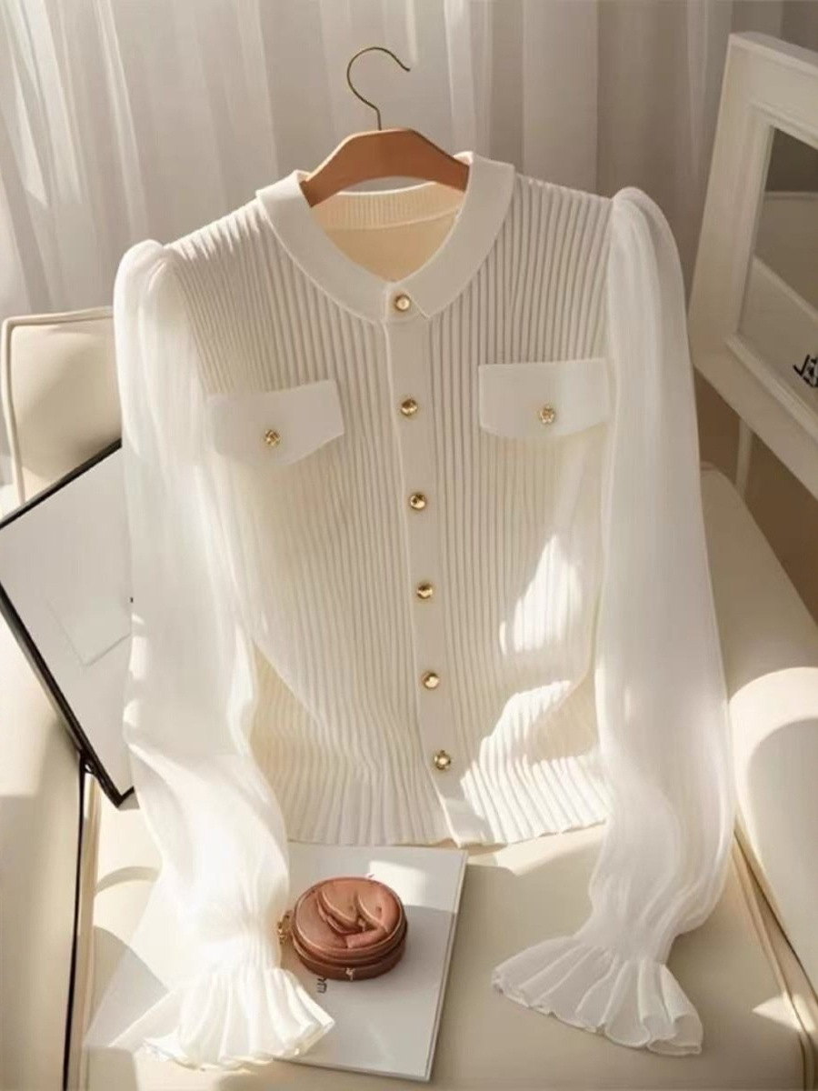 Áo len cardigan nữ dáng dài tay dài, kiểu Hàn Quốc, thiết kế đơn giản, màu trắng — trắng