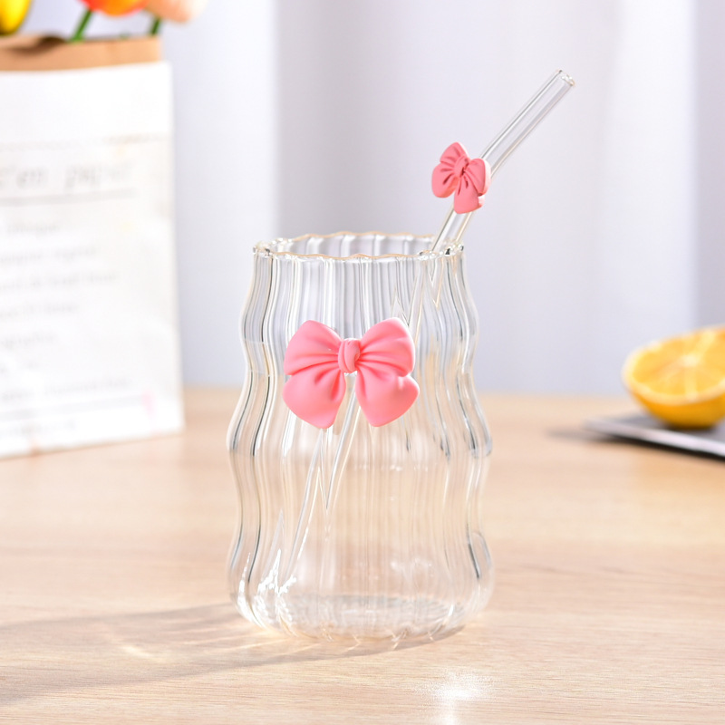 Taza en espiral Taza de bebida fría regordeta Taza de té con leche Taza de nube Taza de vidrio de café con pajita Taza de jugo de borosilicato alto