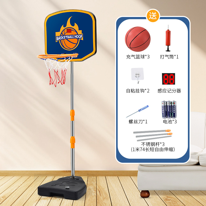 Cesta de lanzamiento de aro de baloncesto para niños de conteo multifuncional Marco de baloncesto ajustable retráctil interior montado en la pared sin perforación