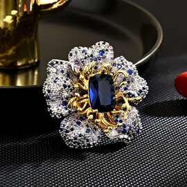 宫廷风轻奢复古花朵胸针高档水晶创意百搭花卉胸花别针配饰品批发