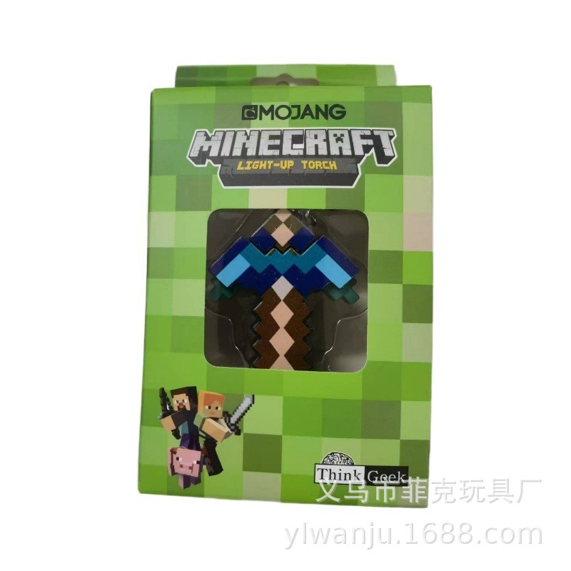 Minecraft Peripheral Torch Keychain, Light-Emitting Flashlight Model Toy, Bag Pendant, Mini