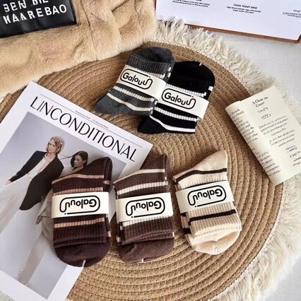 genuine goods galouu children Maillard stripe socks 10 pairs of boys and girls socks autumn and winter socks breathable fashionable socks