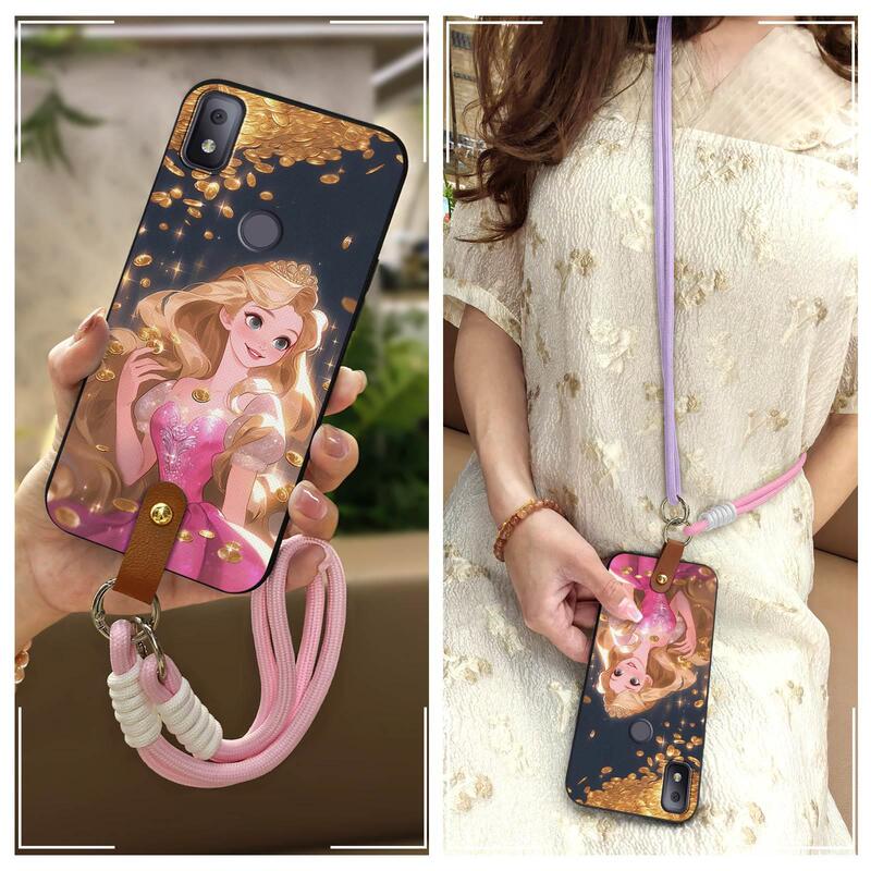 Suitable for Tcl Mobile Phone Case Lanyard Cartoon Simple Diagonal New Style Cute Dustproof Couple Full Edge Soft Shell Trendy