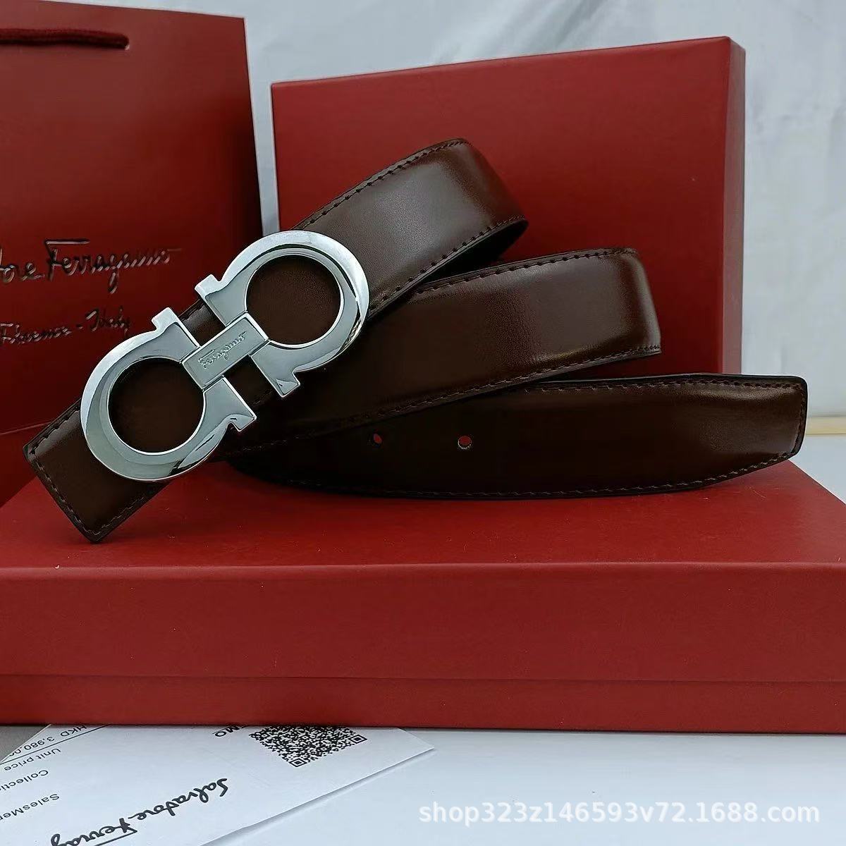 Brown plain silver buckle [hanging buckle-gift box] / 105cm