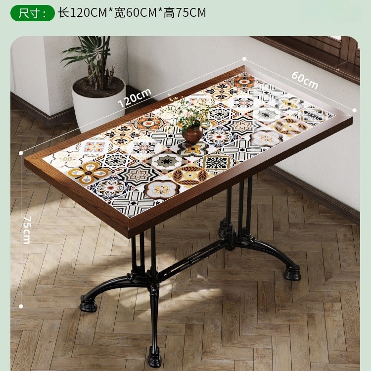 Mesa y silla de cafetería americana retro francesa panadería de comida ligera dulces tienda de azúcar y agua bistrona mesa de madera maciza