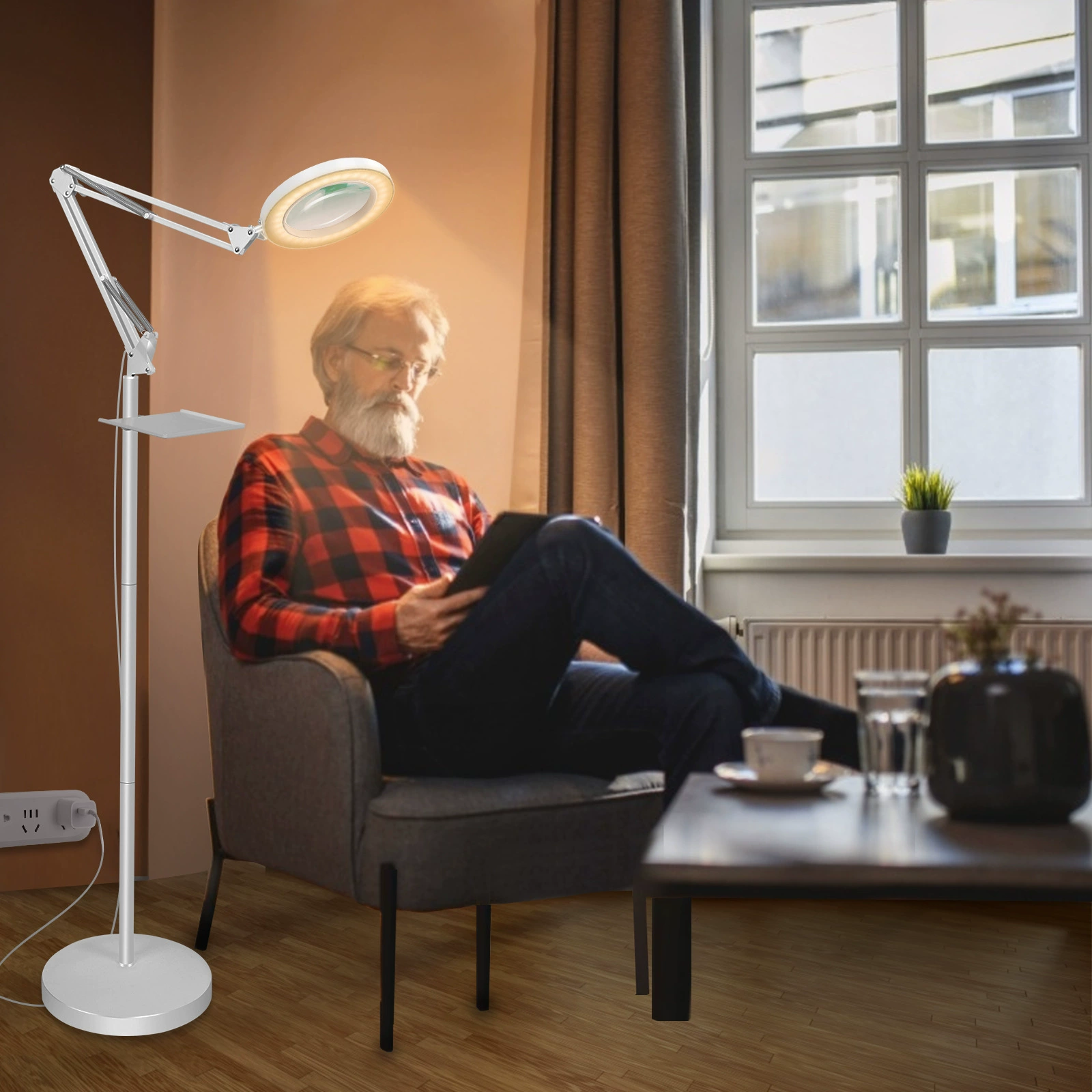 Универсальная LED-лупа с увеличительным стеклом, торшер для маникюра, пианино для гостиной и спальни, заполняющий свет, настольная лампа, защита глаз
