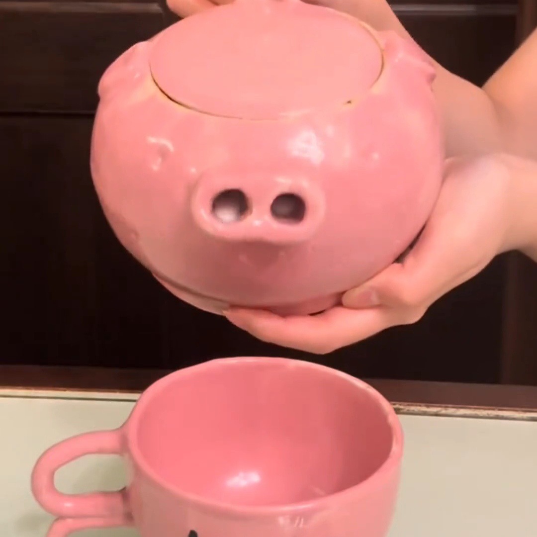 Cerrito cerámico tetera de agua divertida nariz de cerdo agua corriente tetera de té taza de agua divertida cabeza de cerdo té regalo de hechizo para amigos