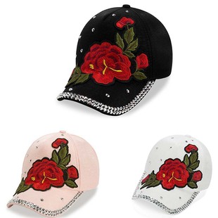 2021 New Embroidered Peony Baseball Cap Sailor Dance Diamond-Studded Summer Versatile Casual Sunshade Sun Protection Casual Hat