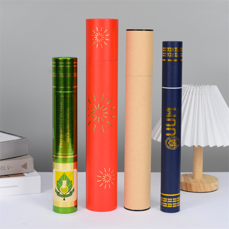 厂家春节对联纸罐定 制礼品纸罐圆形包装烫金圆柱纸筒 可印logo