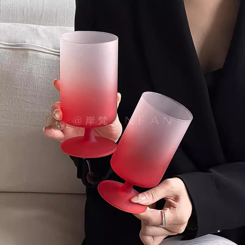 무광택 질감의 직선형 짧은 유리 컵 고급 와인 컵 물컵 음료 컵 주스 컵