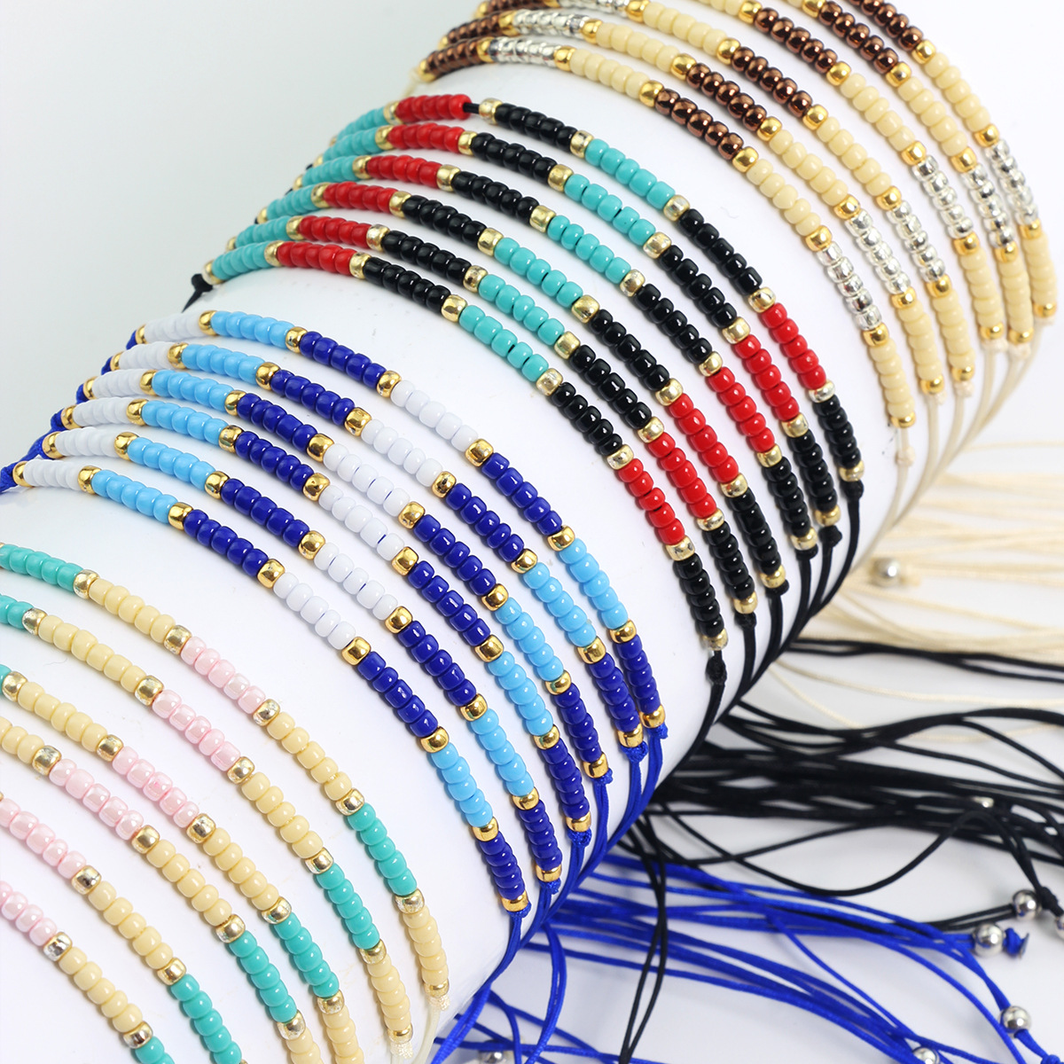 Drawstring Bracelets Classification Simple Style Round Seed Bead Rope Wholesale Drawstring Bracelets