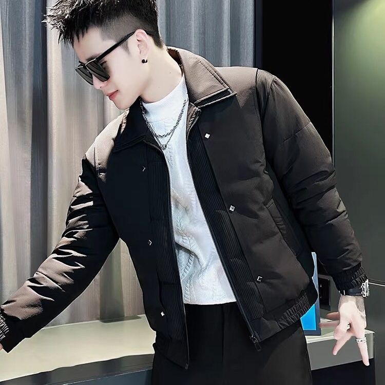 Men's Winter Thickened down Cotton Jacket Trendy Double-Layer Collar Short Cotton Coat 2025 New Casual Winter Cotton Clothing
