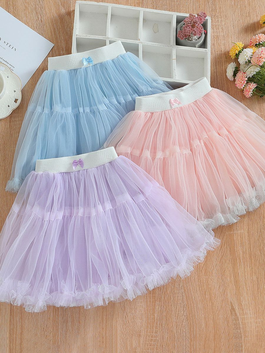 Falda de tutú para niñas de primavera y verano falda de pastel suave para bebés falda de malla falda de princesa pettiskirt Falda corta a juego