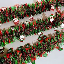 圣诞节装饰雪人拉花 红绿泡丝圣诞老人毛条 圣诞树挂件圣诞袜彩条