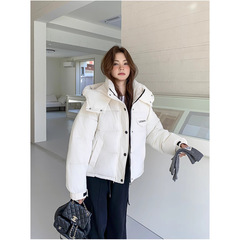 欧货短款羽绒棉服女2025年冬季新款时尚防寒连帽面包服小个子外套