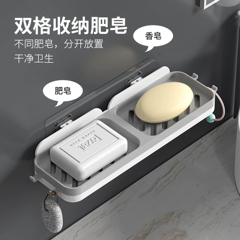 Бесшовная двухрядная мыльница с крючком, мыльница с прочной присоской для ванной комнаты, настенная мыльница