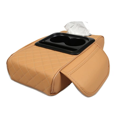 Armrest box pad: Integrated Tissue Box and Cup