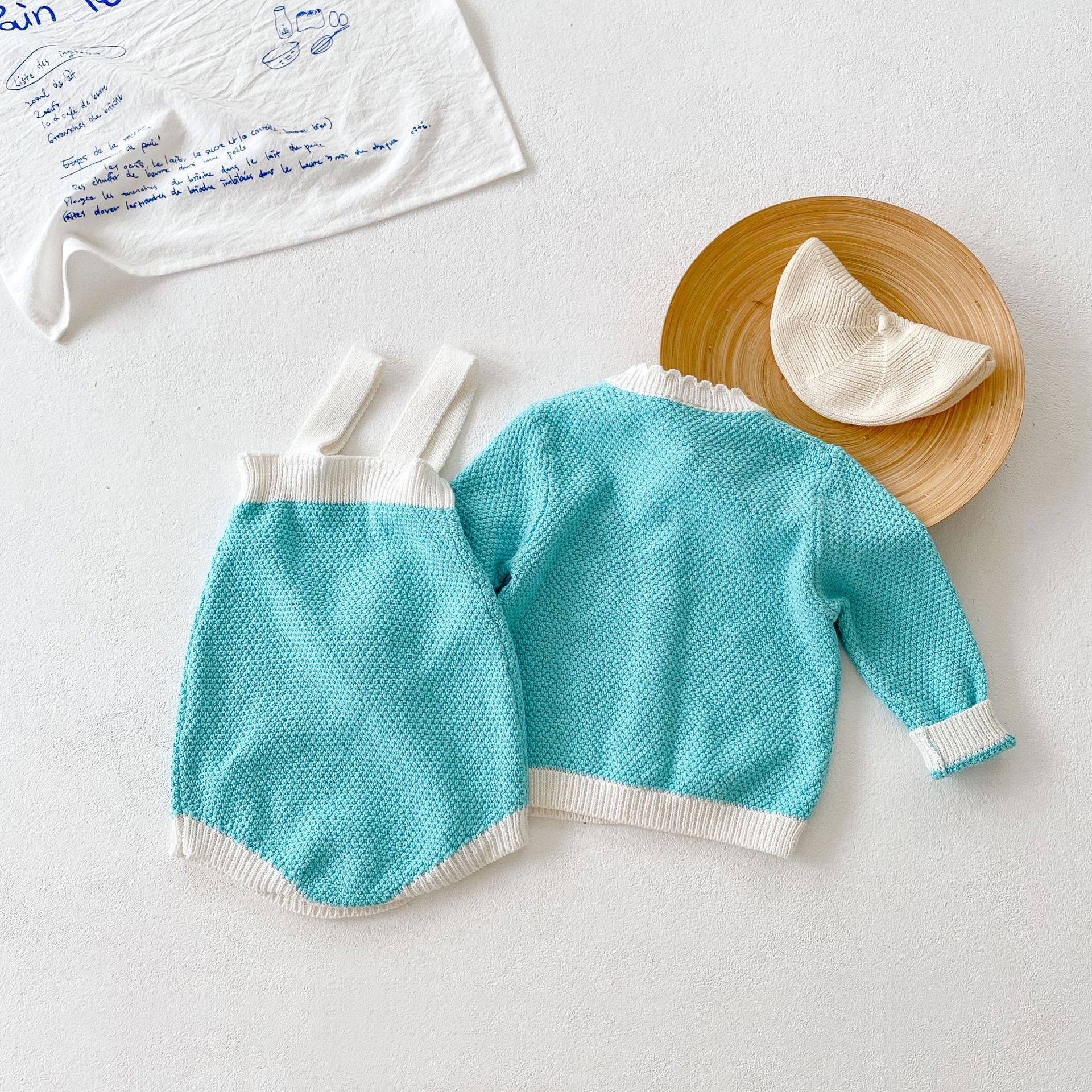 2024 frühling Herbst Kleidung Säuglings-und Kind Bestickte Baby Mädchen Strickjacke + Ha Yi Crawler Zwei Stück Set Einzel_voghion.com