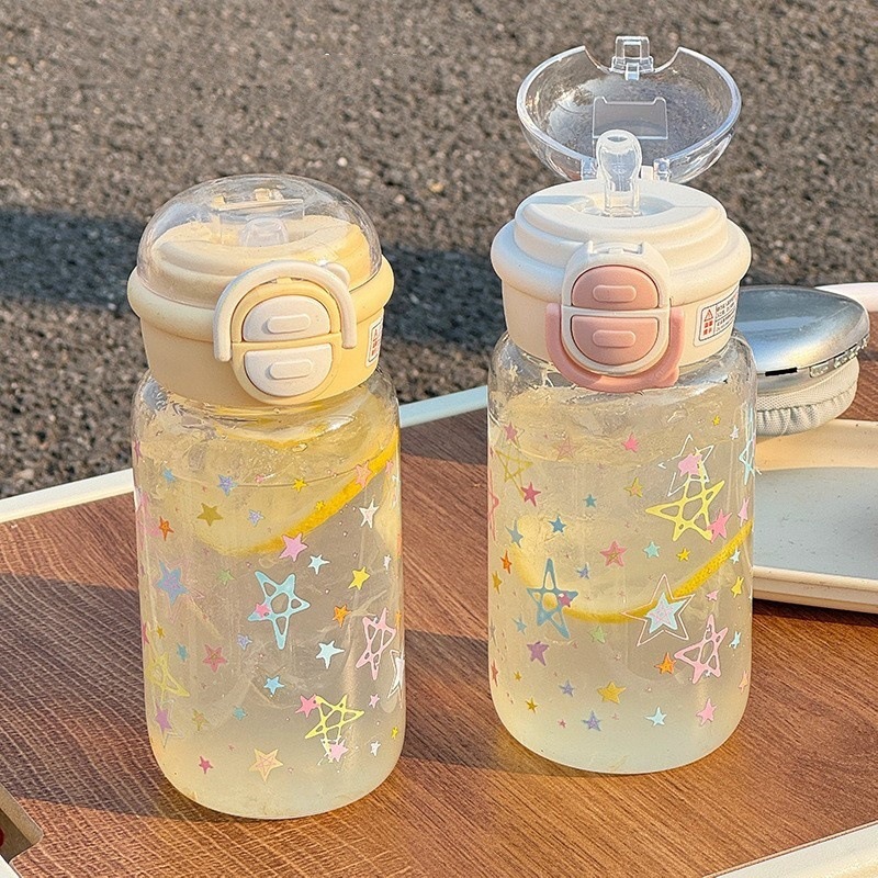 Summer Water Cup for Girls, High-Looking Water Cup with a Light Luxury and High-End Feel, Plastic Cup with Double Drinking Capacity and Straw Cup