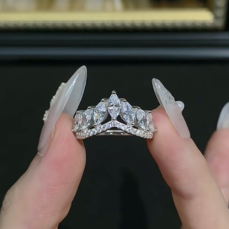 Oval Cz Engagement Ring And Stackable Set In Sterling Silver_voghion.com
