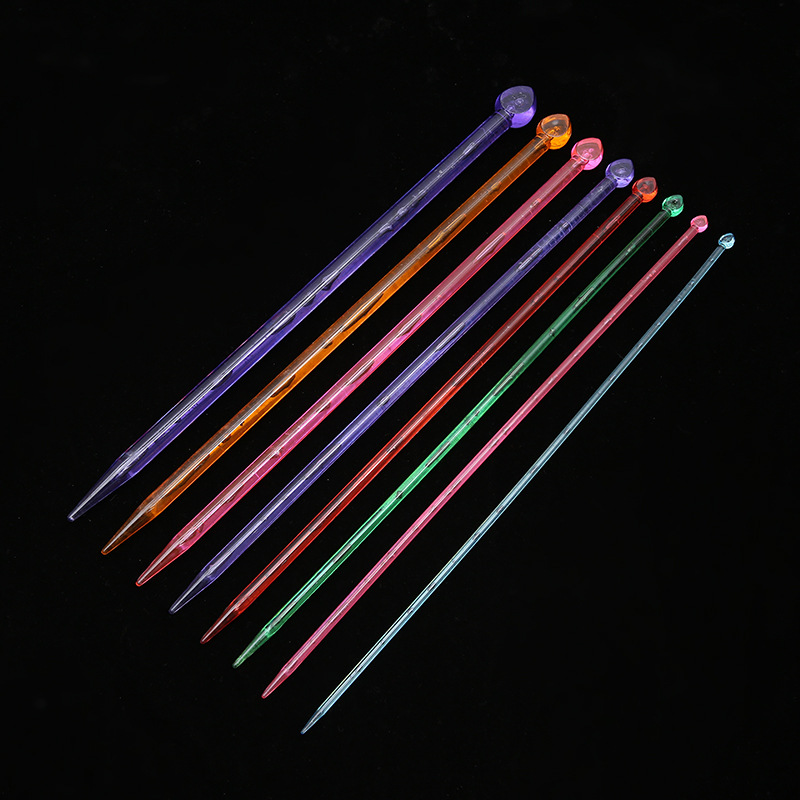批发彩色亚克力带头棒针 水晶毛衣针 粗织围巾线棒针 编织工具