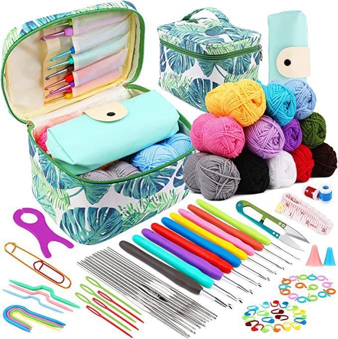 87 Piece Set Beginner Crochet Set Plastic Sewing Needle Stitching Marking Storage Bag Knitting Accessories Craft