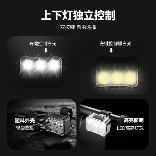 Cross-border new bicycle light Type-C fast charging headlight tail light outdoor night riding light mountain bike equipment