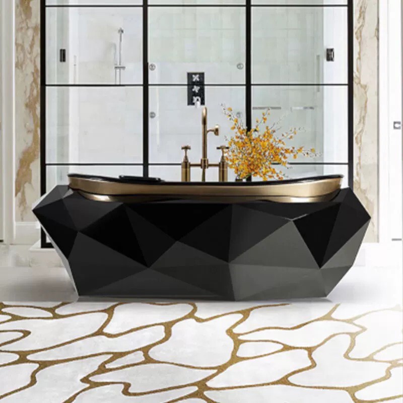 Stainless Steel Diamond Bathtub Villa Hotel Small Apartment Home Toilet Designer Light Luxury Separate Bathroom Cylinder
