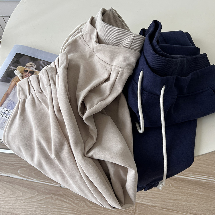 Casual Harlan Pants Women's Autumn New Design Sense Double Waist Drawstring Loose Neck Sweatpants Solid Color All-match Pants Casual Harlan Pants Women's Autumn New Design Sense Double Waist Drawstring Loose Neck Sweatpants Solid Color All-match Pants