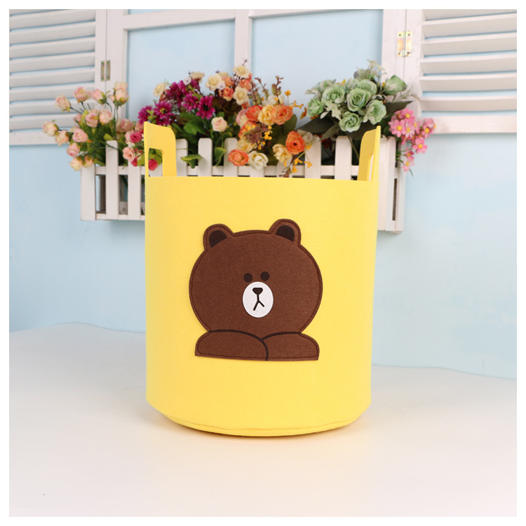 批发新款毛毡收纳桶儿童玩具整理桶脏衣收纳篓毛毡动物筐手工